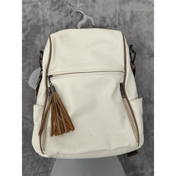 Fadeon Handbags - Fadeon Backpack Purse White Large Leather Laptop Bag Travel Carry On Outdoors